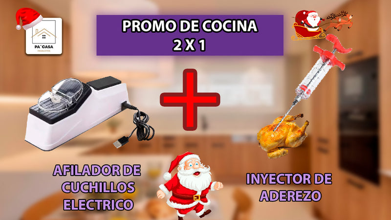 COMBO NAVIDEÑO AFILADOR ELECTRICO + JERINGA INYECTOR DE ADEREZO